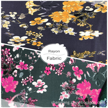 Custom Breathable Rayon Floral Print Women Summer Fabrics